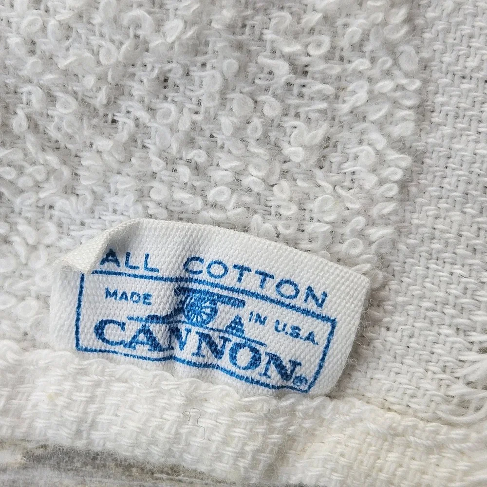 Vintage Cannon All Cotton Fringed Hand Towel MCM Graphic Orange Yellow USA